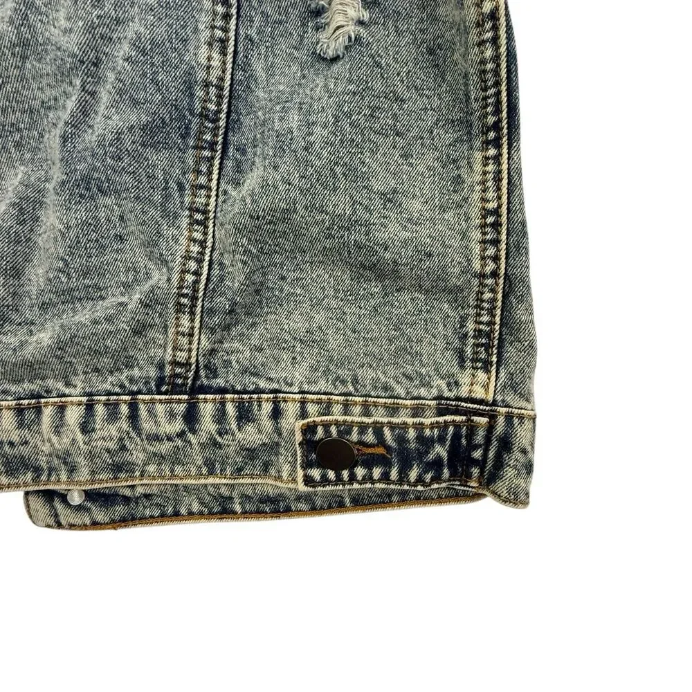 Umgee Acid Washed Denim Midi Vest Women Small Retro 90s Frayed Factory Distress - Picture 7 of 12